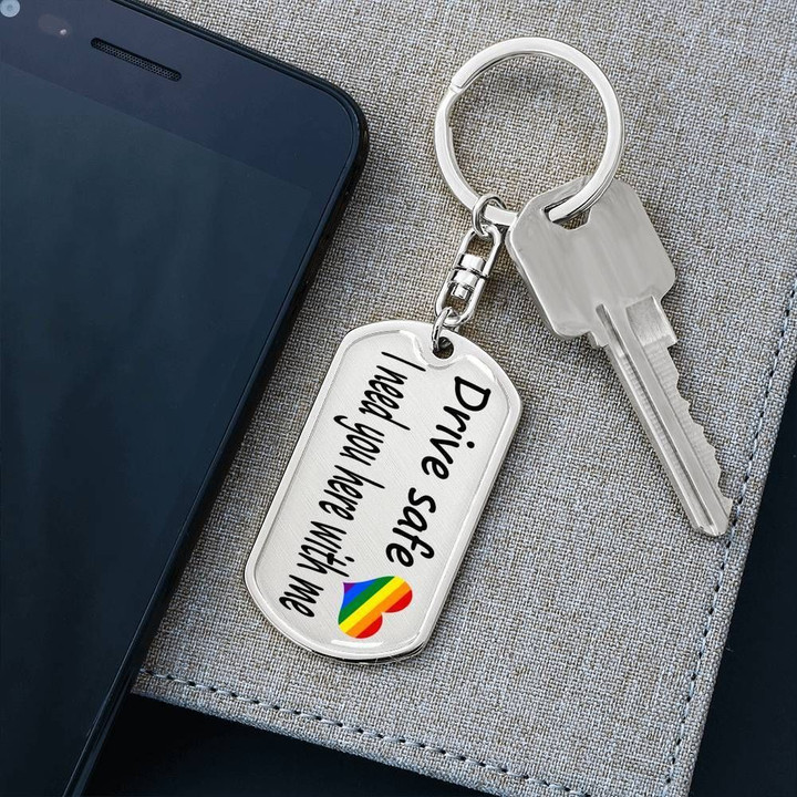 Rainbow Drive Safe Gift For Husband Dog Tag Pendant Keychain