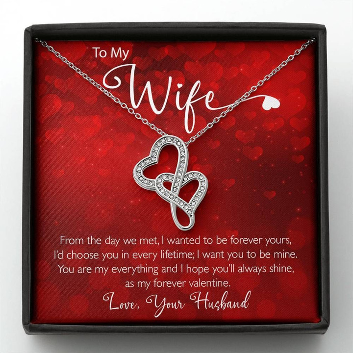 I Hope You Will Always Shine Red Heart Bokeh Gift For Wife Double Hearts Necklace