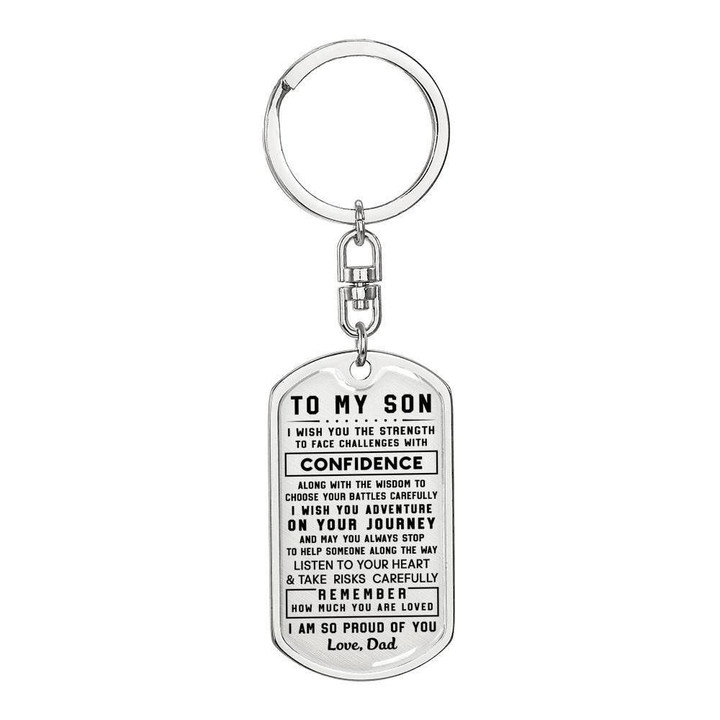 I Am So Proud Of You Dad Gift For Son Stainless Dog Tag Pendant Keychain