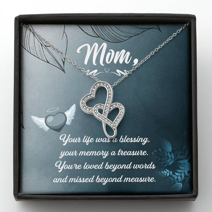 Gift For Angel Mom Your Life Was Blessing Double Hearts Necklace