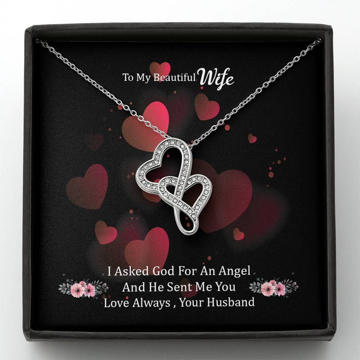 Love Always Husband Gift For Wife Double Hearts Necklace