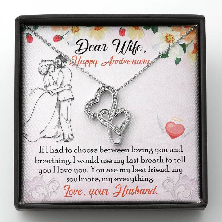 Romantic Anniversary Gift For Wife You Are My Soulmate Double Hearts Necklace