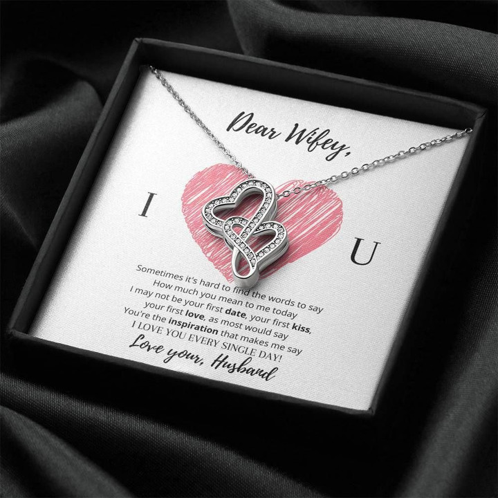 Gift For Wifey I Love You Every Single Day Double Hearts Necklace