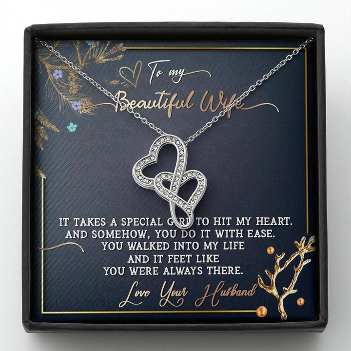 Gift For Wife It Takes A Special Girl To Hit My Heart Double Hearts Necklace