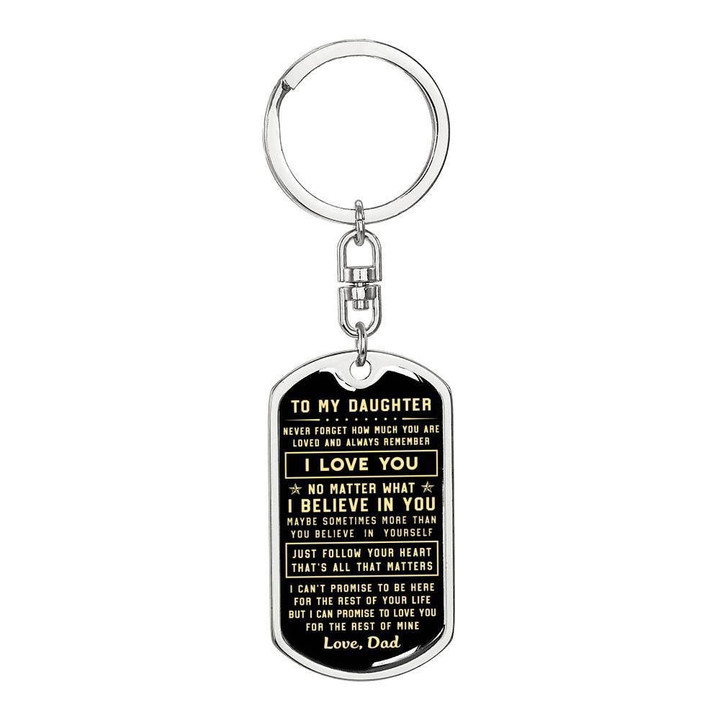 Love You No Matter What Engraved Dog Tag Pendant Keychain Gift For Daughter