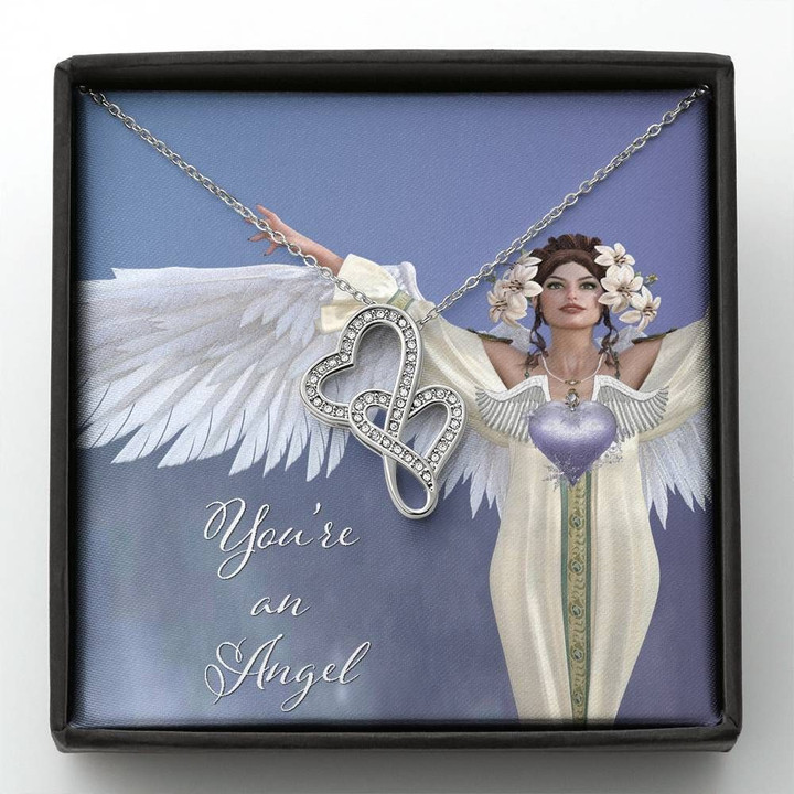 You're An Angel Double Hearts Necklace Gift For Mom