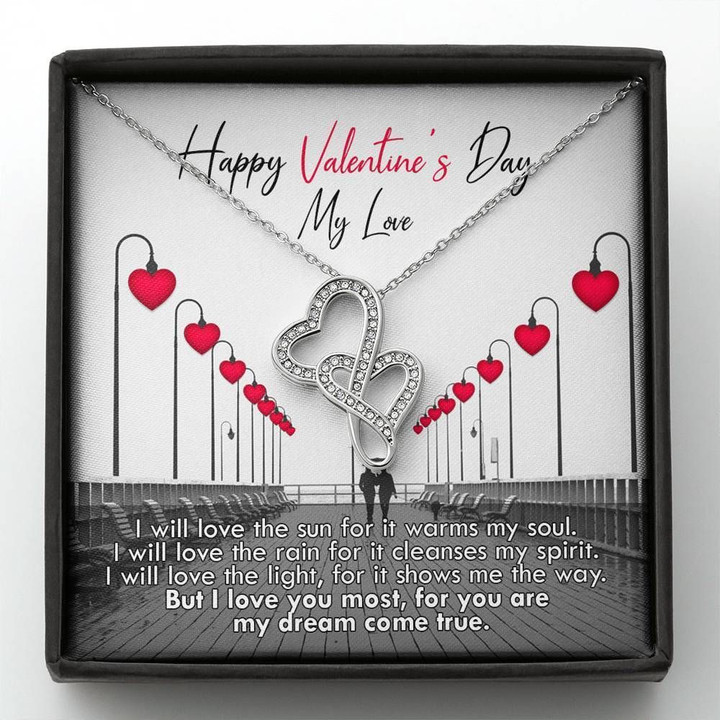 Love The Sun For It Warms My Soul Double Hearts Necklace Gift For Wife