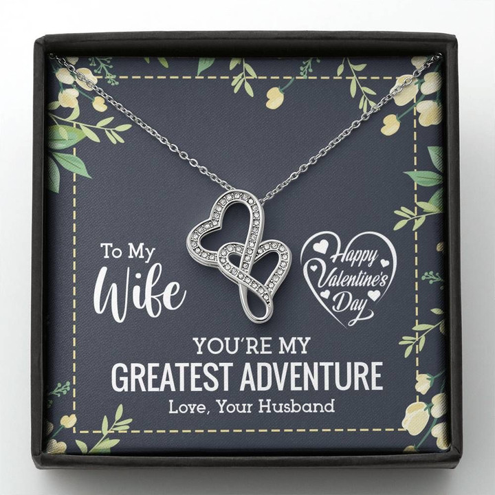 You Are My Greatest Adventure Double Hearts Necklace Valentine Gift For Wife