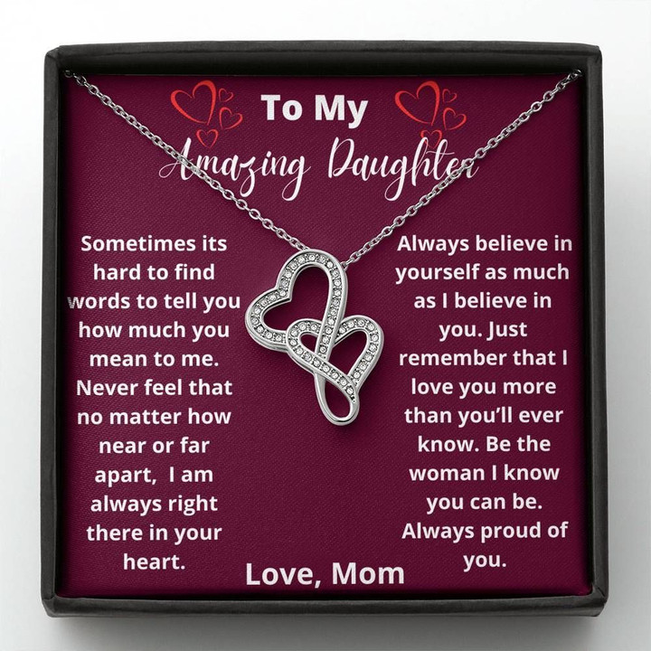 I Am Always Right There In Your Heart Double Hearts Necklace Gift For Daughter