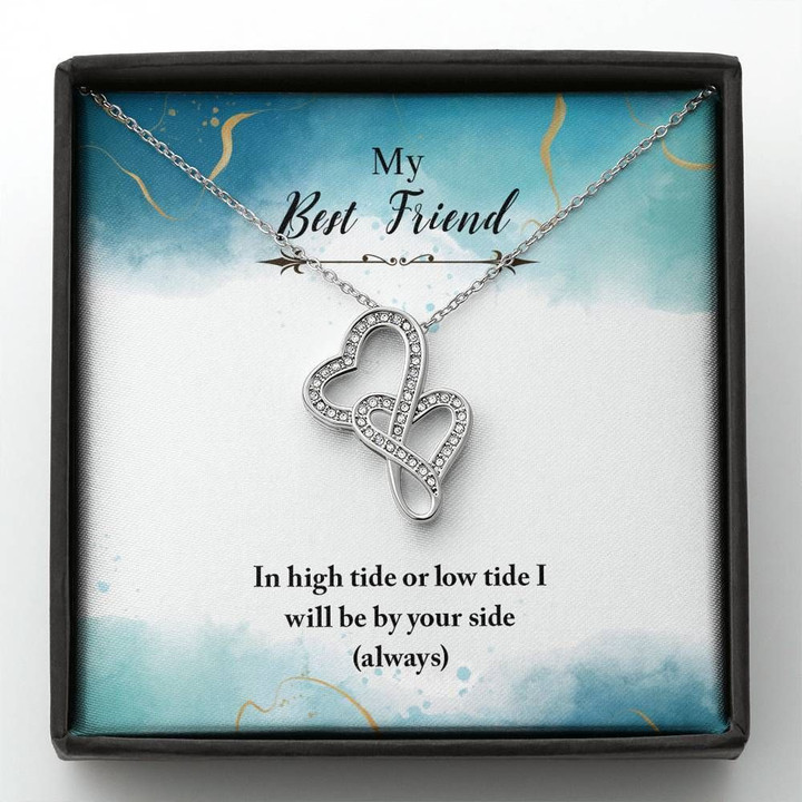 I Will Be By Your Side Gift For Friend Best Friend Double Hearts Necklace