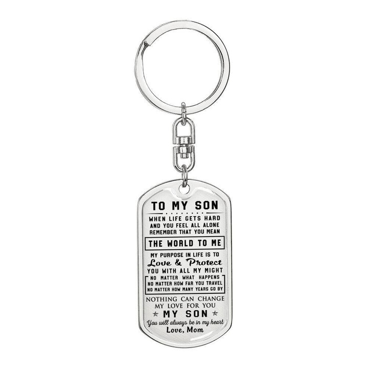 You Will Always Be In My Heart Mom Gift For Son Stainless Dog Tag Pendant Keychain