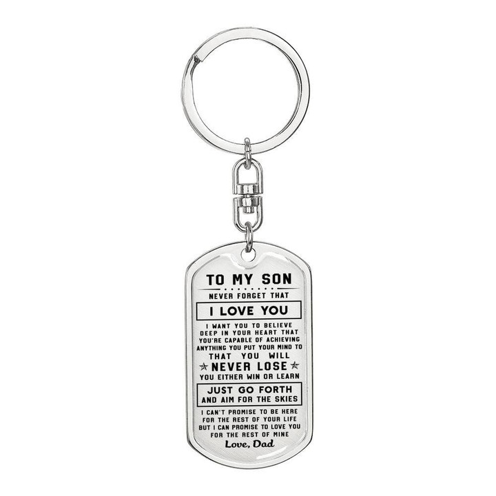 Believe Deep In Your Heart Dad Gift For Son Stainless Dog Tag Pendant Keychain