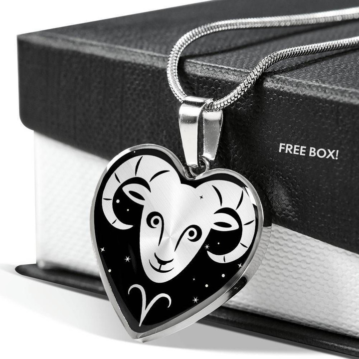 Aries Zodiac Stainless Heart Pendant Necklace Gift For Aries Girls