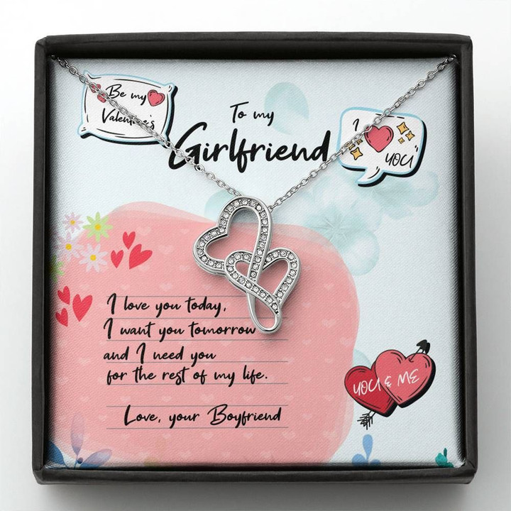 I Need You For The Rest Of My Life Double Hearts Necklace Gift For Honey