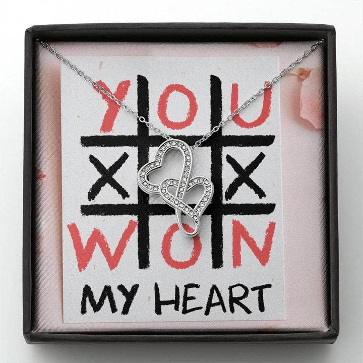Xoxo Won My Heart Gift For Her Double Hearts Necklace