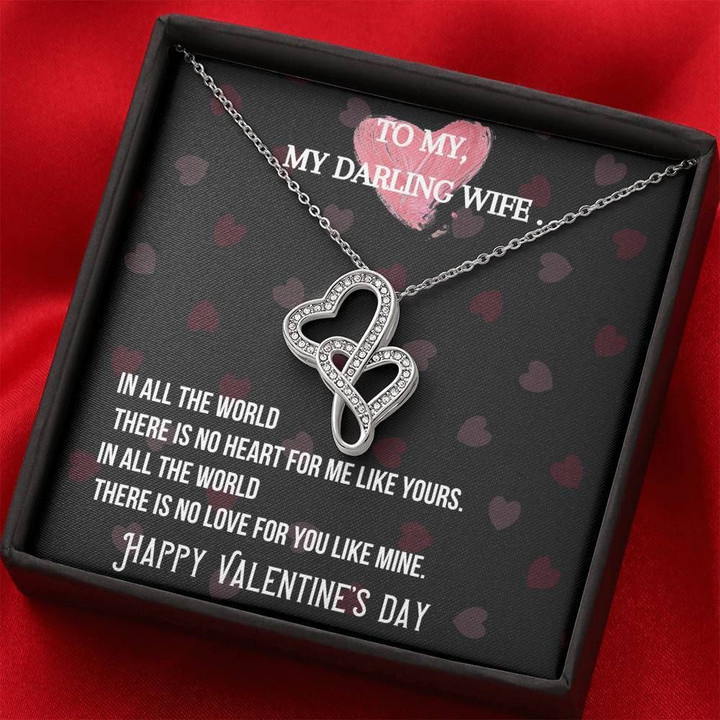 There Is No Love For You Like Mine Gift For Wife Double Hearts Necklace