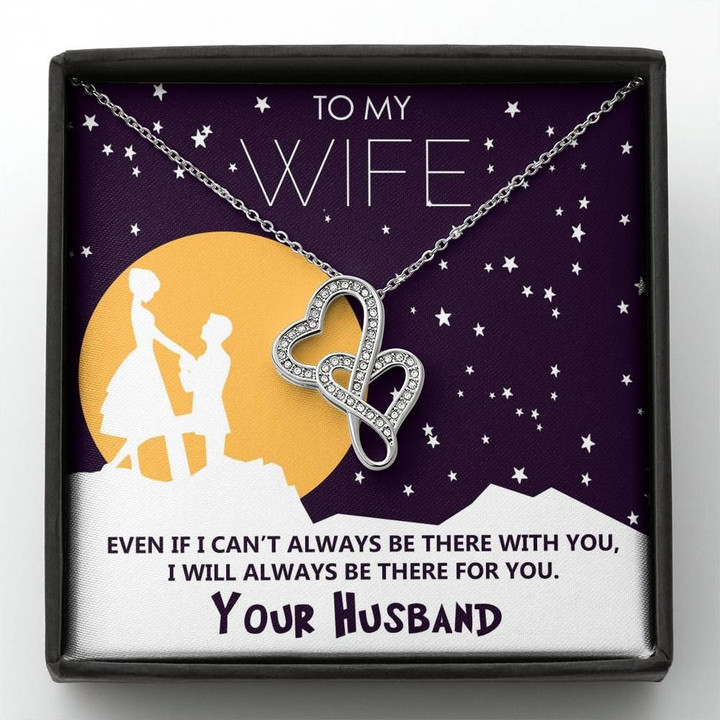 Gift For Wife I'll Always Be There For You Stars Sky Double Hearts Necklace