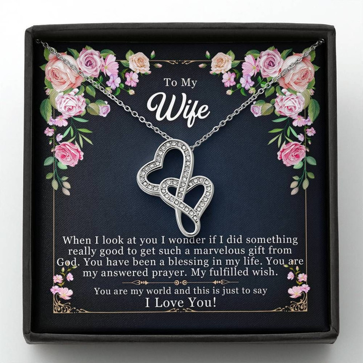 Gift For Wife You're My Answered Prayer Double Hearts Necklace