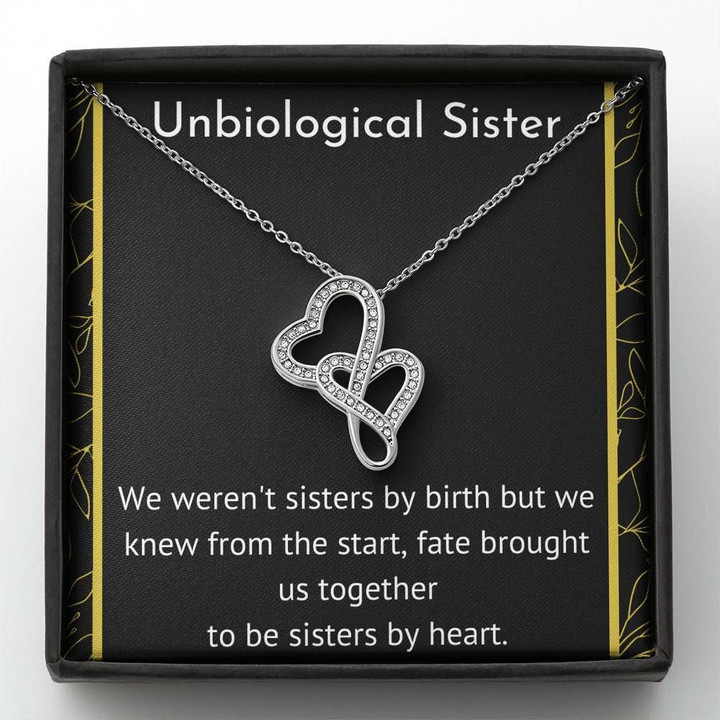 Fate Brought Us Together To Be Sisters By Heart Gift For Unbiological Sister Double Hearts Necklace