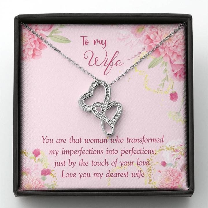 You Transformed My Imperfection Gift For Wife Double Hearts Necklace