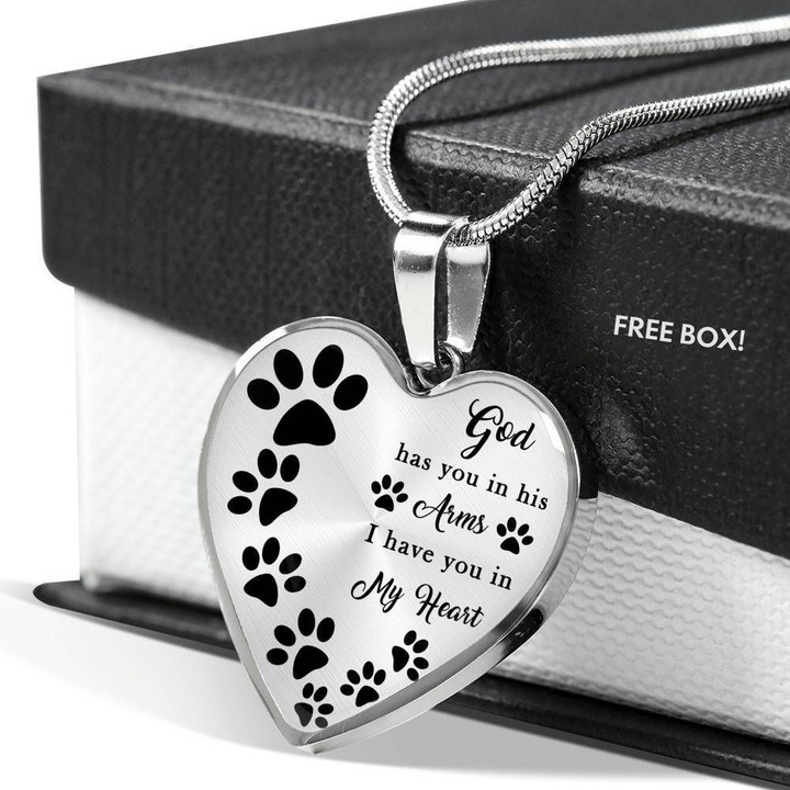 I Have You In My Heart Gift For Dog Lovers Stainless Heart Pendant Necklace