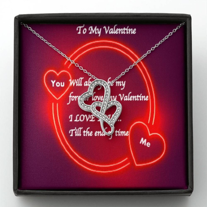 Love You Till The End Of Life Double Hearts Necklace Gift For Wife