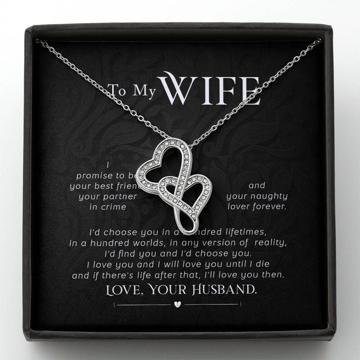 I Will Love You Until I Die Gift For Wife Double Hearts Necklace