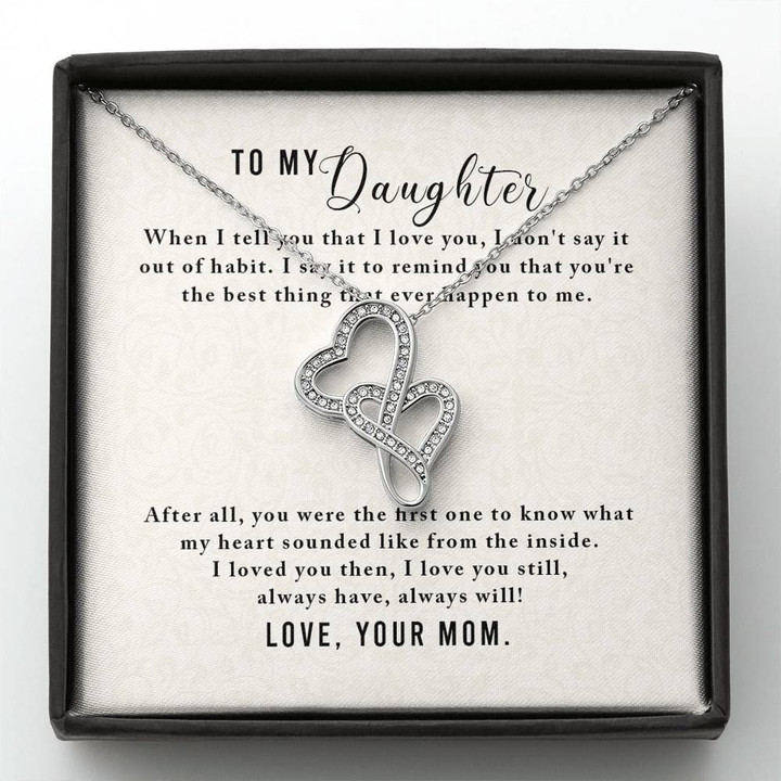 What My Heart Sounded Like From The Inside Double Hearts Necklace Gift For Daughter