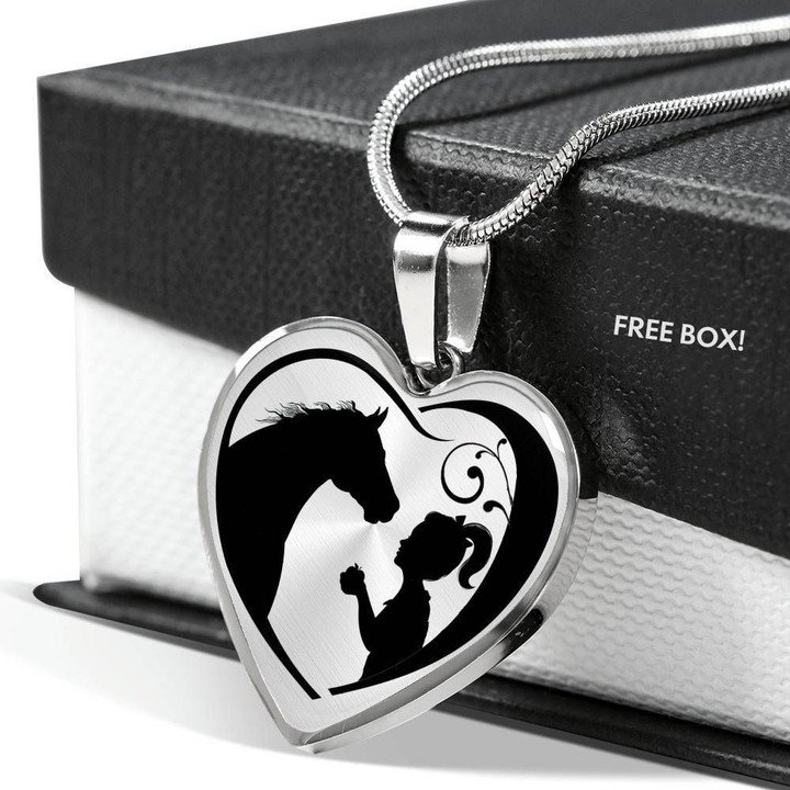 The Baby And Horse Stainless Heart Pendant Necklace Gift For Women