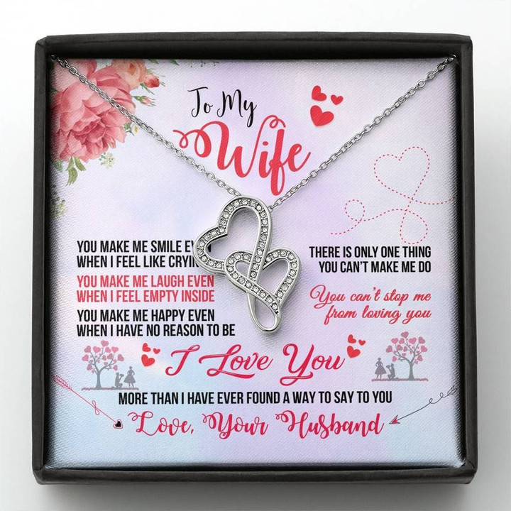 You Make Me Smile Double Hearts Necklace Gift For Wife