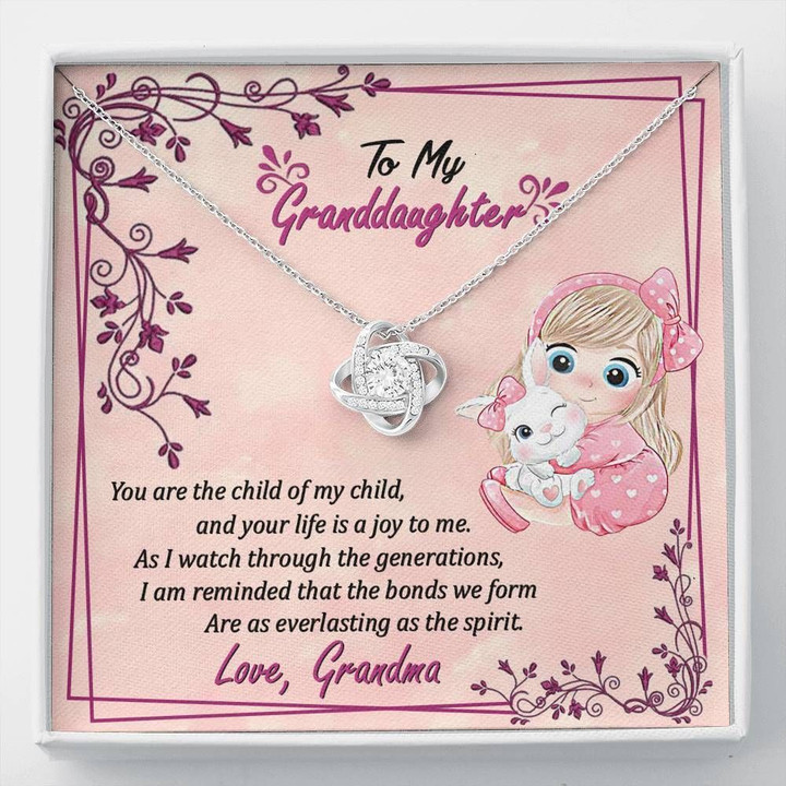 Your Life Is A Joy To Me Gift For Granddaughter 14K White Gold Love Knot Necklace