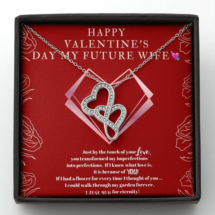 Red I Thought Of You For Every Time Gift For Wife Double Hearts Necklace