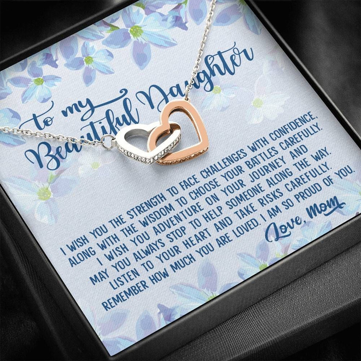 Listen To Your Heart Interlocking Hearts Necklace Gift For Daughter