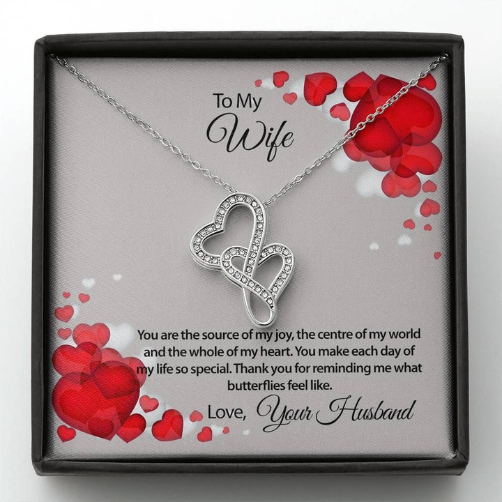 You Are The Source Of My Joy Double Hearts Necklace Gift For Wife