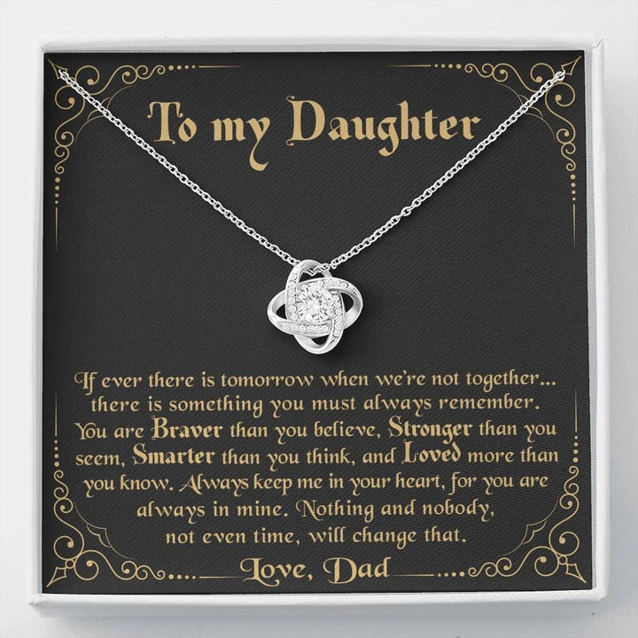 Always Keep Me In Your Heart Love Knot Necklace Gift For Daughter