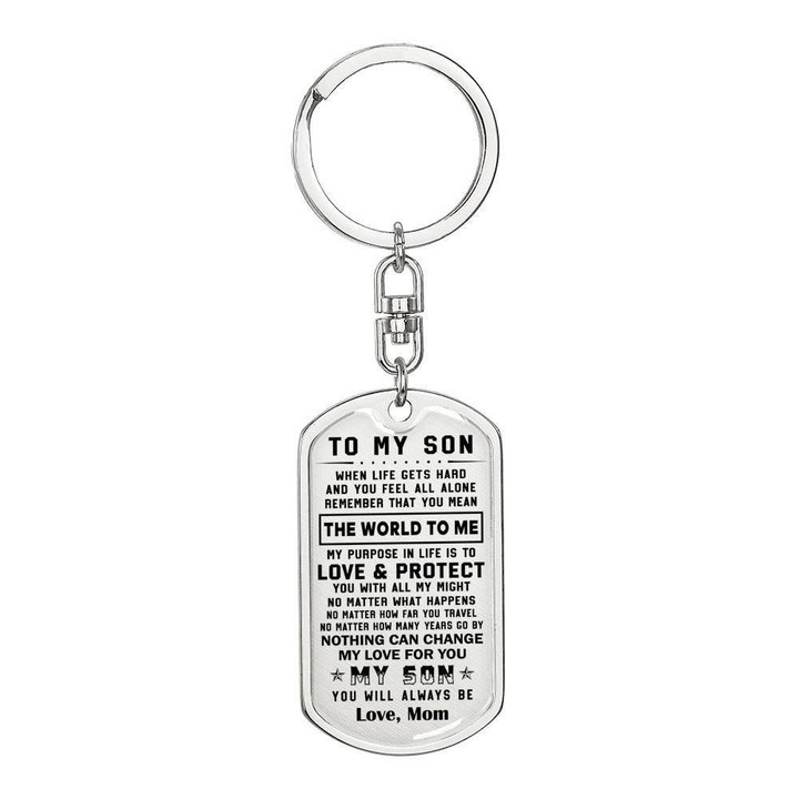 Nothing Can Change My Love For You Mom Gift For Son Stainless Dog Tag Pendant Keychain