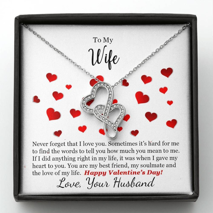 The Love Of My Life Double Hearts Necklace Gift For Wife