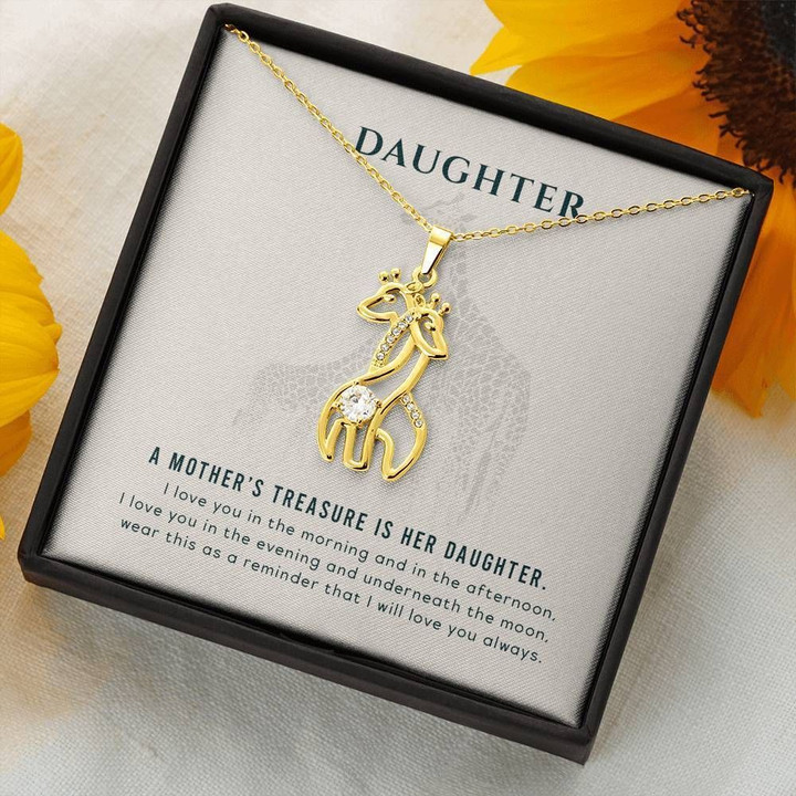 A Mother’s Treasure Is Her Daughter Gift For Daughter 18K Gold Giraffe Couple Necklace