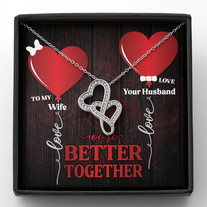 We're Better Together Heart Balloon Double Hearts Necklace Gift For Wife