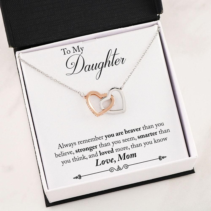 You Are Braver Than You Think Interlocking Hearts Necklace Gift For Daughter