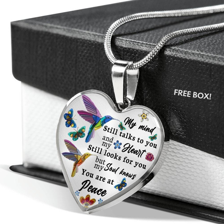 Spiritual Hummingbird My Mind Still Talks To You Stainless Heart Pendant Necklace Gift For Women