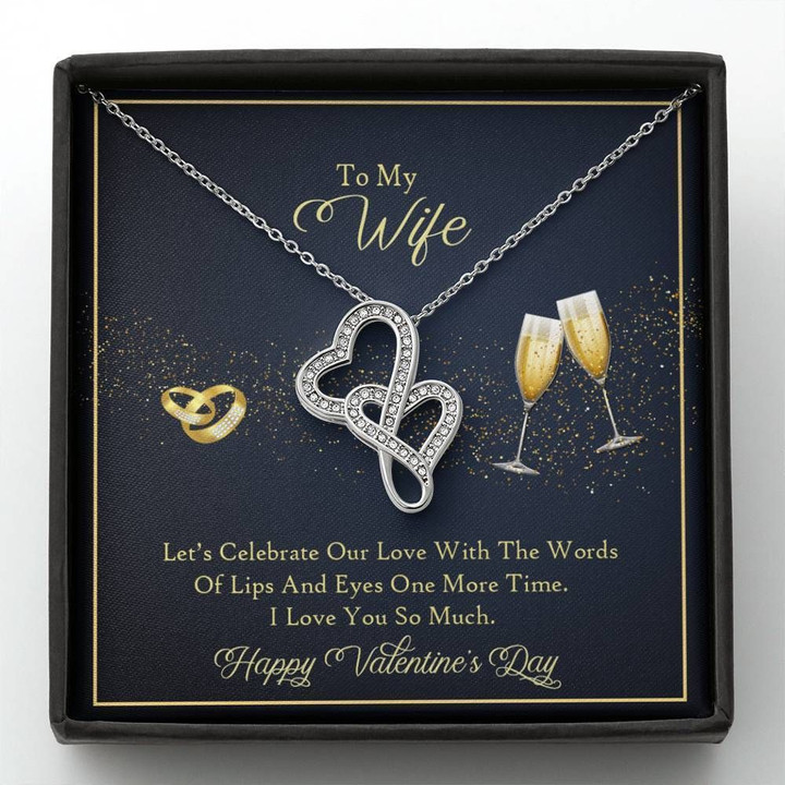 Let's Celebrate Our Love With The World Of Lips Double Hearts Necklace Gift For Wife