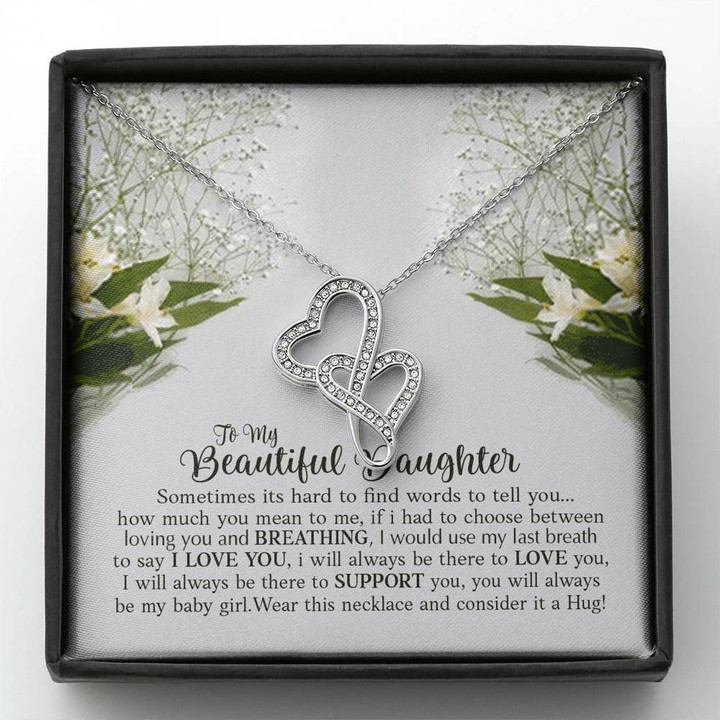 How Much You Mean To Me Double Hearts Necklace Gift For Daughter