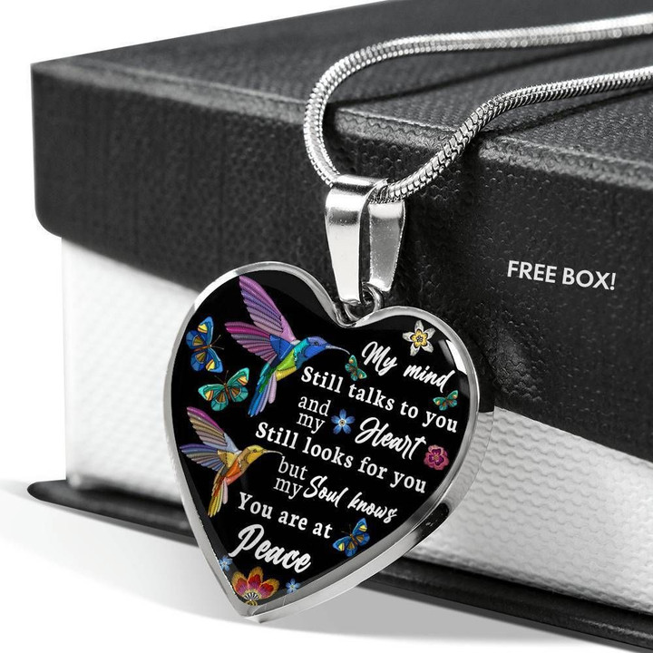 Spiritual Hummingbird You Are At Peace Stainless Heart Pendant Necklace Gift For Women