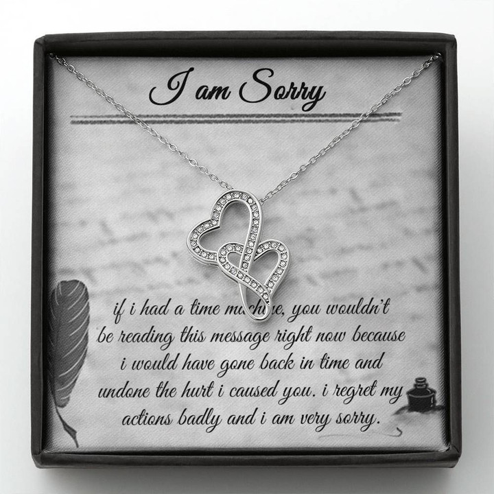 I'm Sorry Diary Double Hearts Necklace Gift For Wife