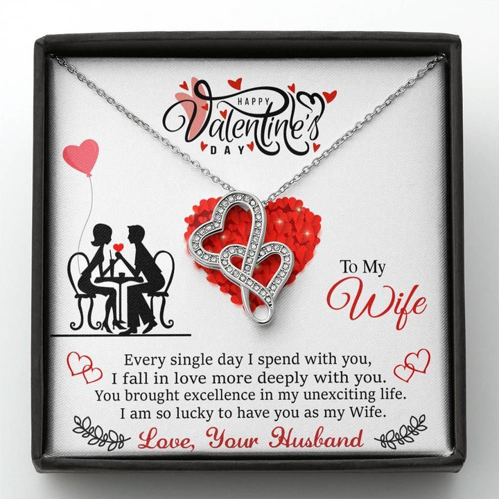 I Am So Lucky To Have You As My Wife Gift For Wife Double Hearts Necklace