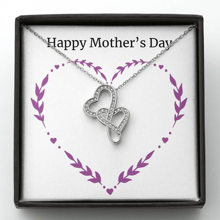 Happy Mother's Day Double Hearts Necklace Gift For Mom Mama