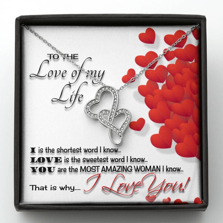 Love Is The Sweetest Word I Know Gift For Her Double Hearts Necklace