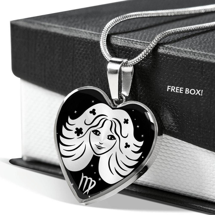 Virgo Zodiac Stainless Heart Pendant Necklace Gift For Virgo Girls