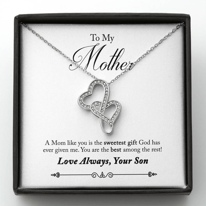 The Sweetest Gift From God Double Hearts Necklace Gift For Mom Mama